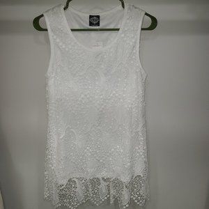 Crocheted Knit Open Back Top Sz S